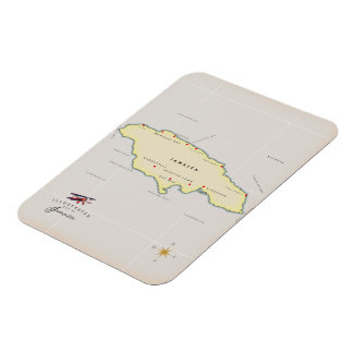 Illustrated map of Jamaica. Magnet