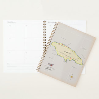 Illustrated map of Jamaica. Planner