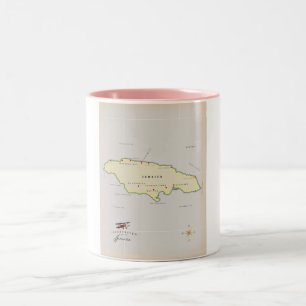 Illustrated map of Jamaica. Two-Tone Coffee Mug