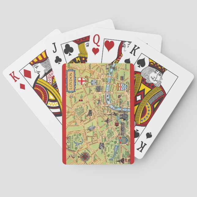 Illustrated Map of London England Playing Cards (Back)
