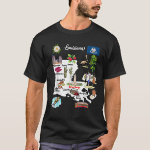 Illustrated map of Louisiana in the USA cities sym T-Shirt