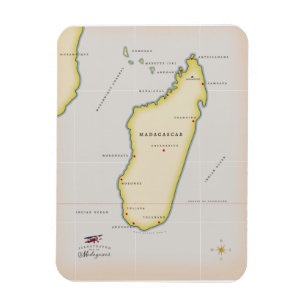 Illustrated map of Madagascar Magnet