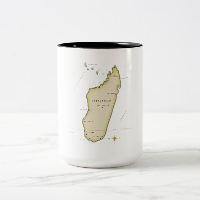Illustrated map of Madagascar Two-Tone Coffee Mug (Center)