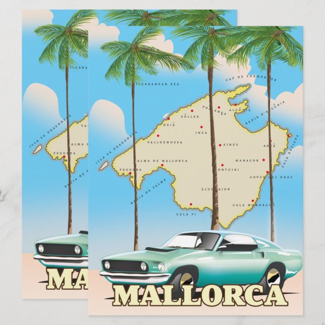 Illustrated map of Mallorca (Front/Back)