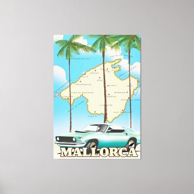 Illustrated map of Mallorca Canvas Print (Front)