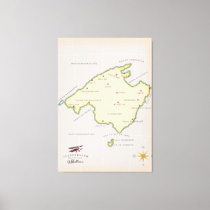 Illustrated map of Mallorca Canvas Print