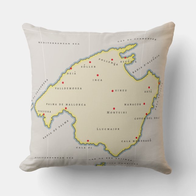 Illustrated map of Mallorca Cushion (Front)