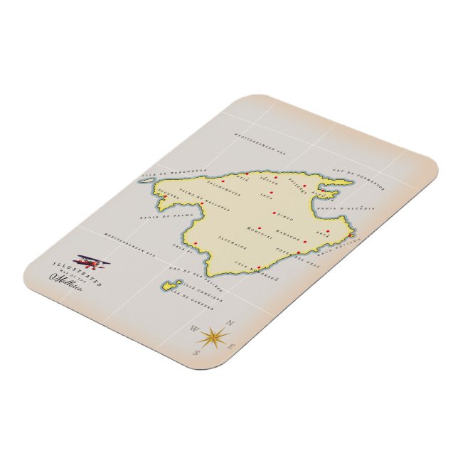 Illustrated map of Mallorca Magnet (Left Side)