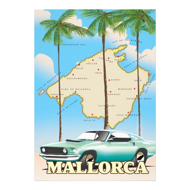 Illustrated map of Mallorca Photo Print (Front)