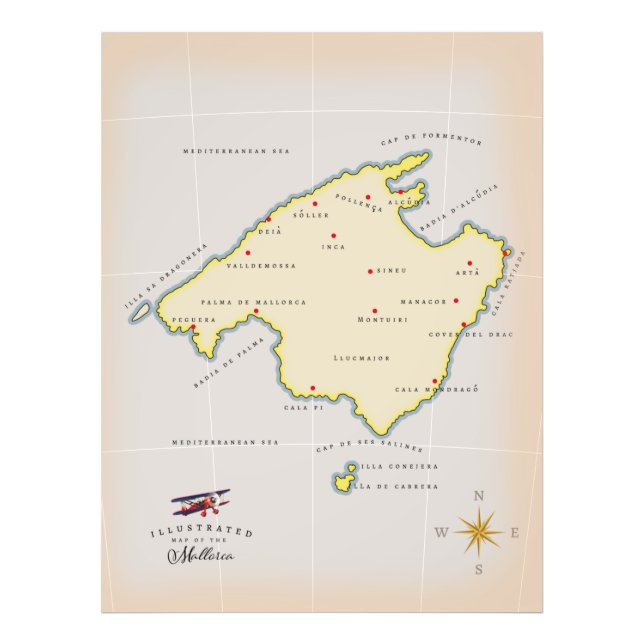 Illustrated map of Mallorca Photo Print (Front)