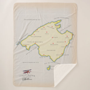 Illustrated map of Mallorca Sherpa Blanket