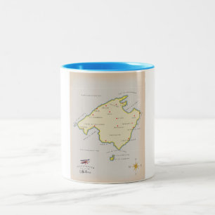 Illustrated map of Mallorca Two-Tone Coffee Mug