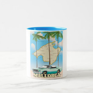 Illustrated map of Mallorca Two-Tone Coffee Mug