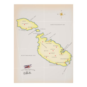 Illustrated map of Malta Photo Print