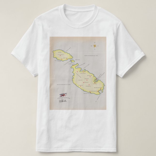 Illustrated map of Malta T-Shirt (Design Front)