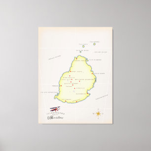 Illustrated map of Mauritius Canvas Print