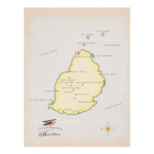 Illustrated map of Mauritius Photo Print