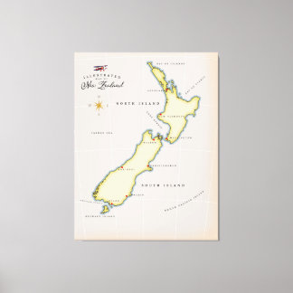 Illustrated map of New Zealand Canvas Print