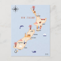 Illustrated map of New Zealand