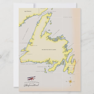 Illustrated map of Newfoundland.