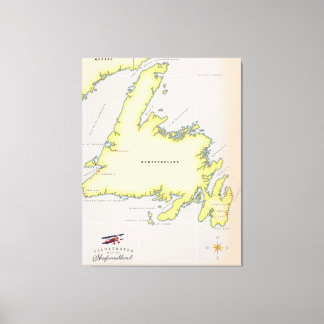 Illustrated map of Newfoundland. Canvas Print