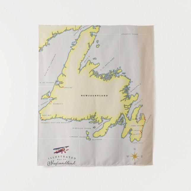 Illustrated map of Newfoundland. Tapestry (Front)