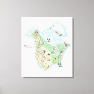 Illustrated map of North America Canvas Print