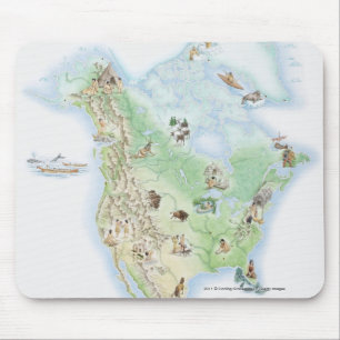 Illustrated map of North America Mouse Mat