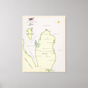 Illustrated map of Qatar Canvas Print
