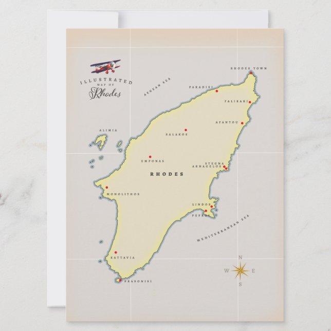 Illustrated map of Rhodes. (Back)