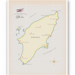 Illustrated map of Rhodes.