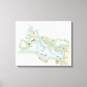 Illustrated map of Roman Empire Canvas Print
