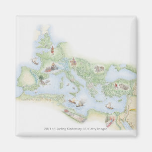 Illustrated map of Roman Empire Magnet