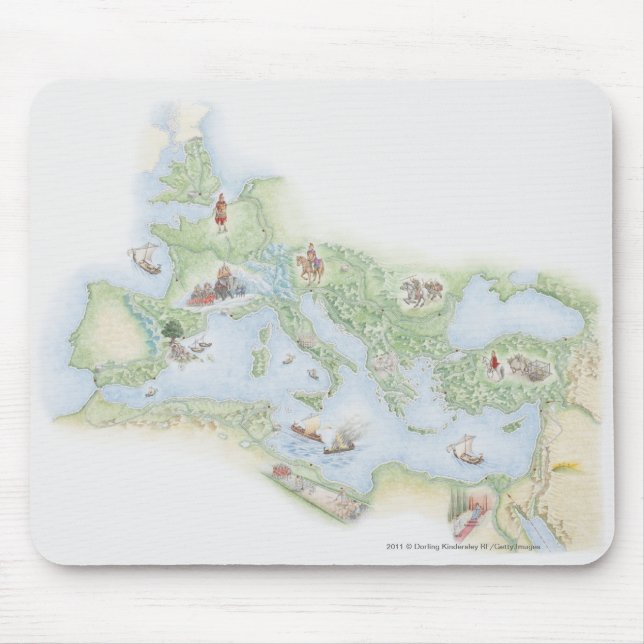 Illustrated map of Roman Empire Mouse Mat (Front)