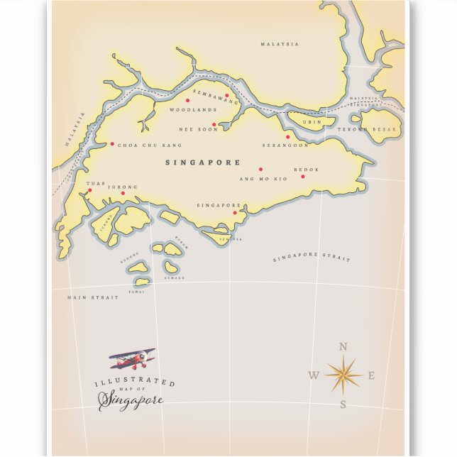 Illustrated map of Singapore (Front)