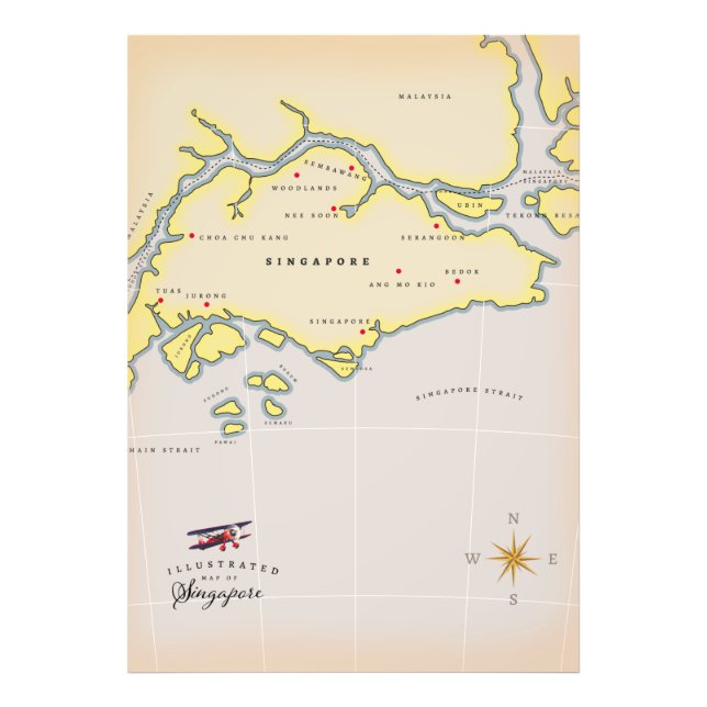 Illustrated map of Singapore Photo Print (Front)