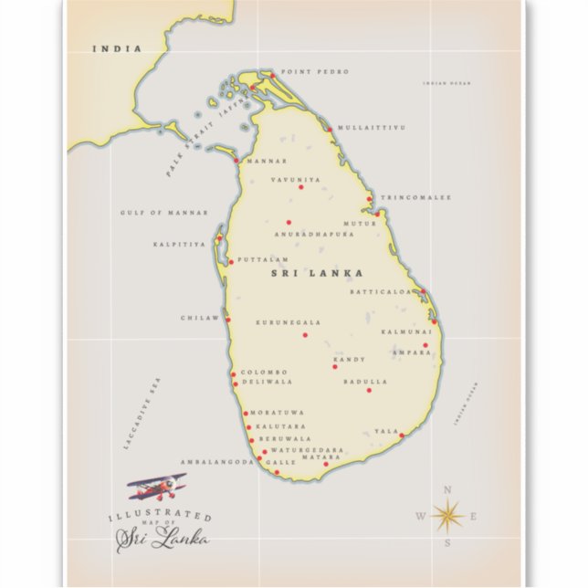 Illustrated map of Sri Lanka (Front)