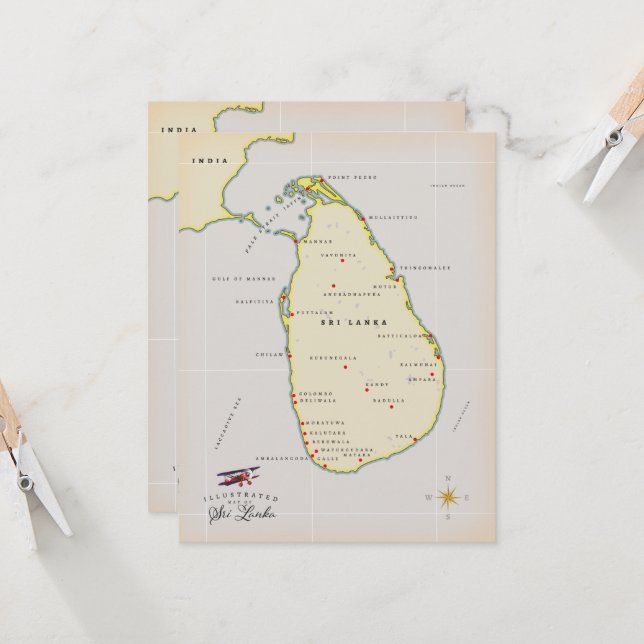 Illustrated map of Sri Lanka (Front/Back In Situ)