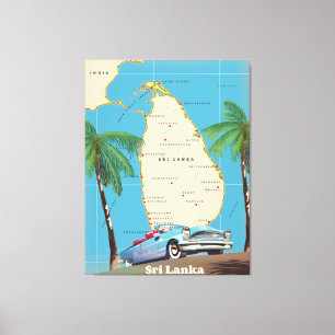 Illustrated map of Sri Lanka Canvas Print