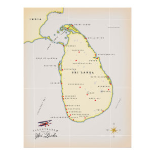 Illustrated map of Sri Lanka Photo Print