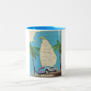 Illustrated map of Sri Lanka Two-Tone Coffee Mug