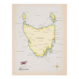 Illustrated map of Tasmania. Photo Print