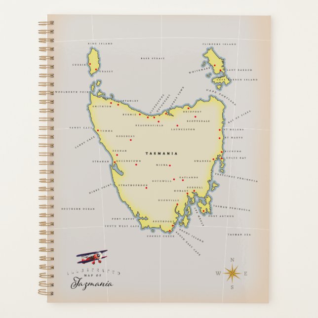 Illustrated map of Tasmania. Planner (Front)