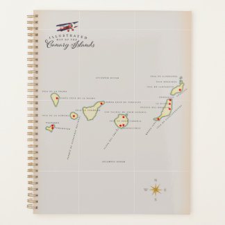 Illustrated map of the Canary Isalnds. Planner
