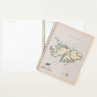 Illustrated map of the Falkland Islands. Planner