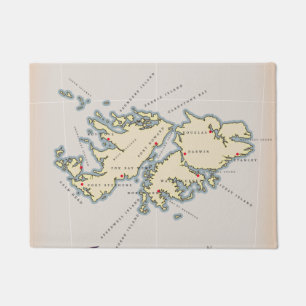 Illustrated map of the Falkland Islands. Planner Doormat