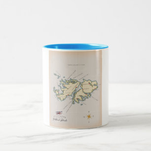 Illustrated map of the Falkland Islands. Two-Tone Coffee Mug