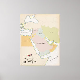 Illustrated map of the Middle East. Canvas Print