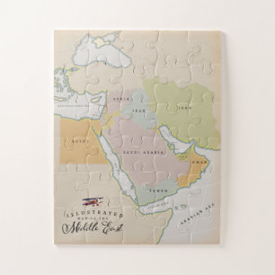 Illustrated map of the Middle East. Jigsaw Puzzle