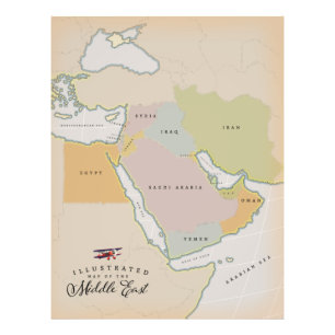 Illustrated map of the Middle East. Photo Print